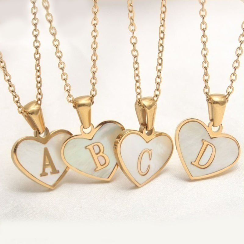 26 Letter Heart-shaped Personalized Necklace White Shell Love Clavicle Chain Fashion