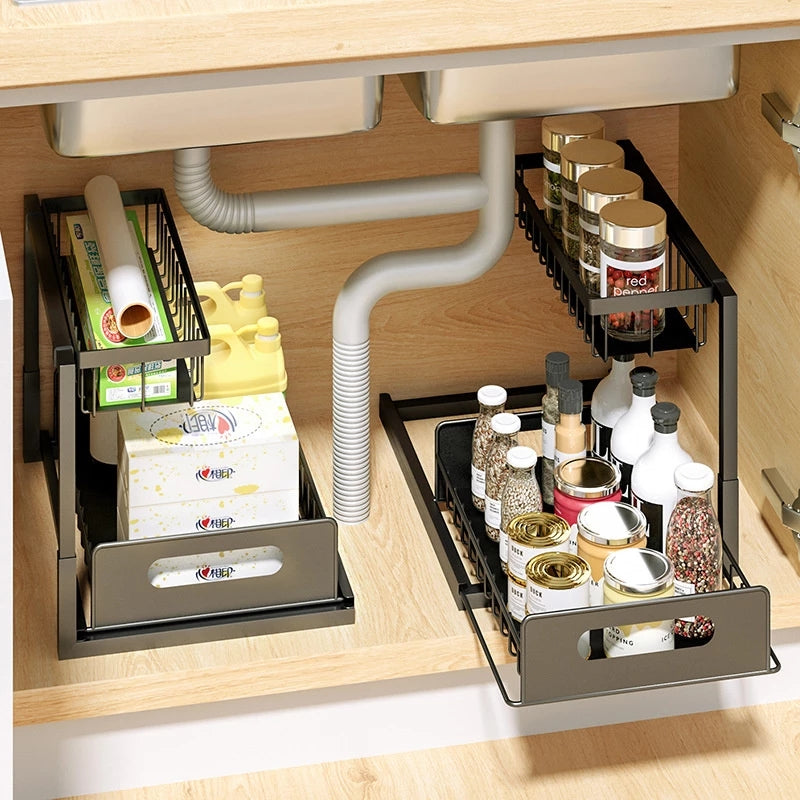 Storage In Sink Under Cabinet Shelf