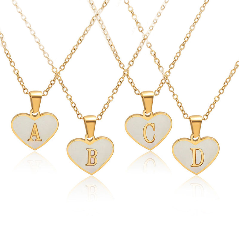 26 Letter Heart-shaped Personalized Necklace White Shell Love Clavicle Chain Fashion