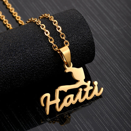 New Haiti Map Pendant Necklace