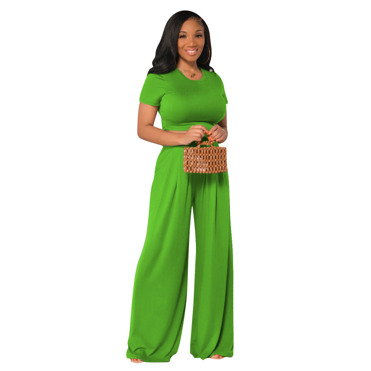 Fashionable Versatile Casual Wide-leg Two-piece Set For Women