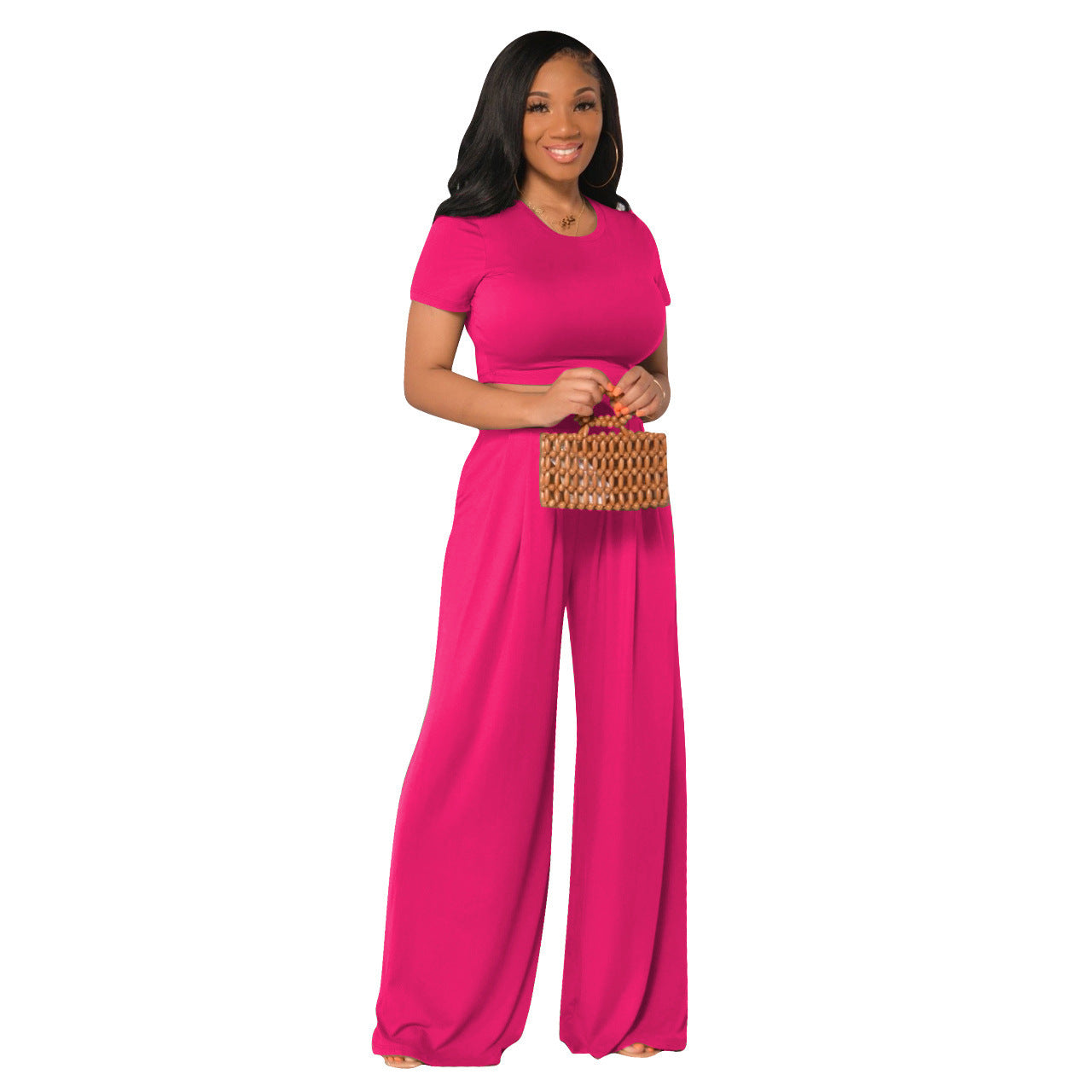 Fashionable Versatile Casual Wide-leg Two-piece Set For Women