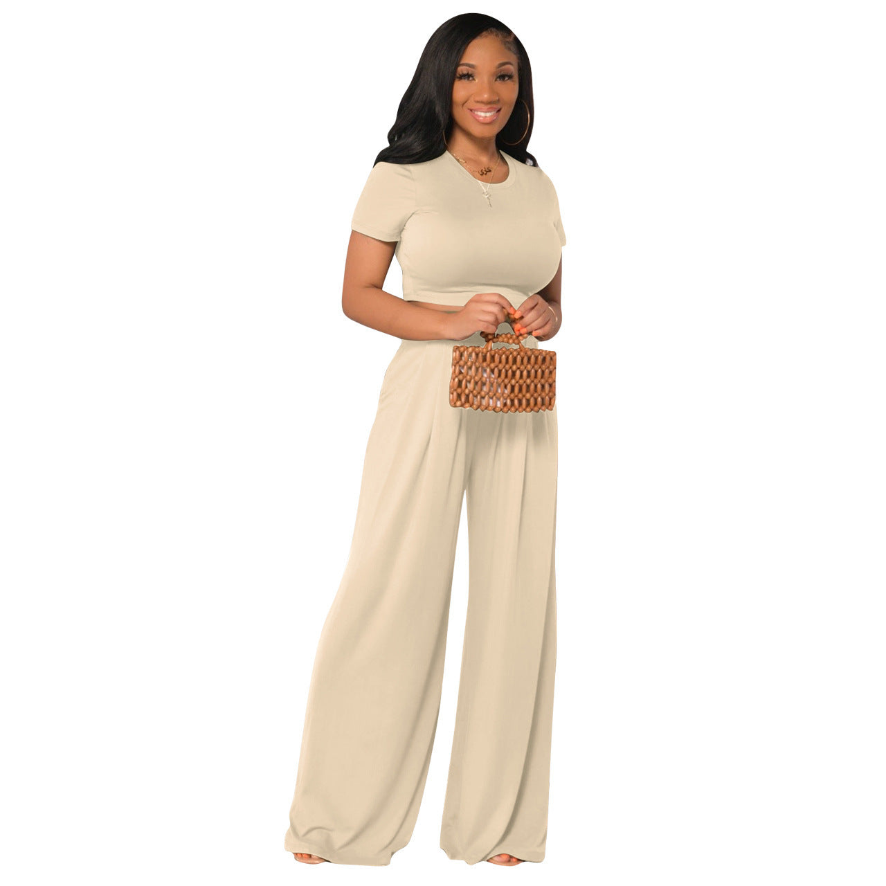 Fashionable Versatile Casual Wide-leg Two-piece Set For Women