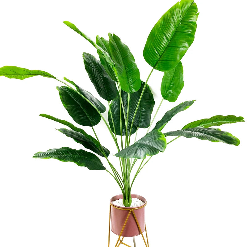 80-100cm Large Artificial Plants Fake Palm Tree Branch Plastic Banana Leafs Tall Tropical Monstera For Home Garden Wedding Decor