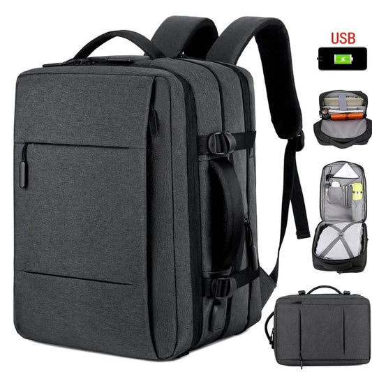 Men Expandable Backpack USB Charging Male Laptop Bagpack Large Capacity Waterproof Business Travel Back Pack Luggage Bag Mochila