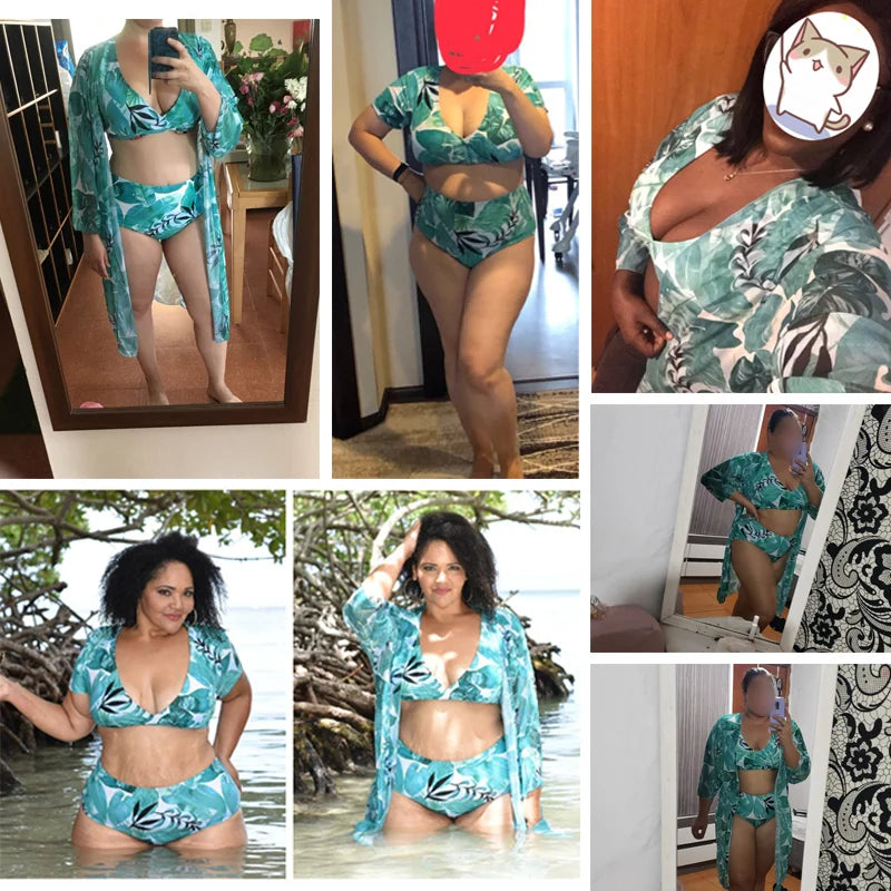 Sexy Bikini Set Floral Print Swimsuit Women Swimwear Big Breast Brazilian Bathing Suit Maillot De Bain Femme Plus Size 5XL