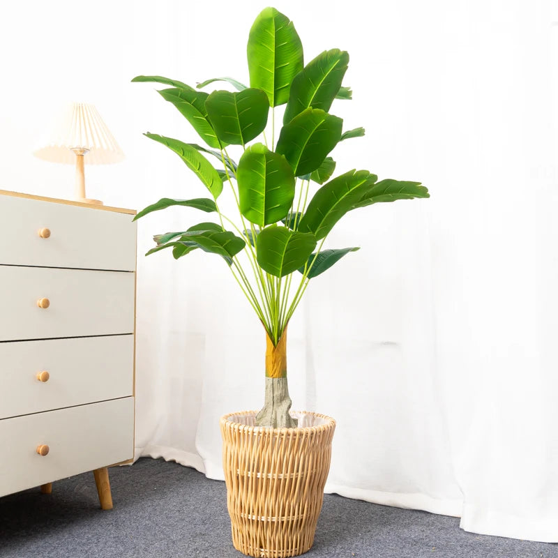 80-100cm Large Artificial Plants Fake Palm Tree Branch Plastic Banana Leafs Tall Tropical Monstera For Home Garden Wedding Decor