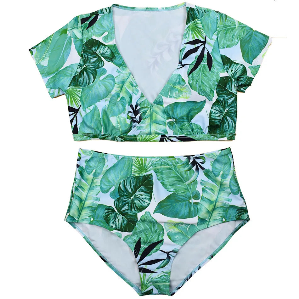 Sexy Bikini Set Floral Print Swimsuit Women Swimwear Big Breast Brazilian Bathing Suit Maillot De Bain Femme Plus Size 5XL