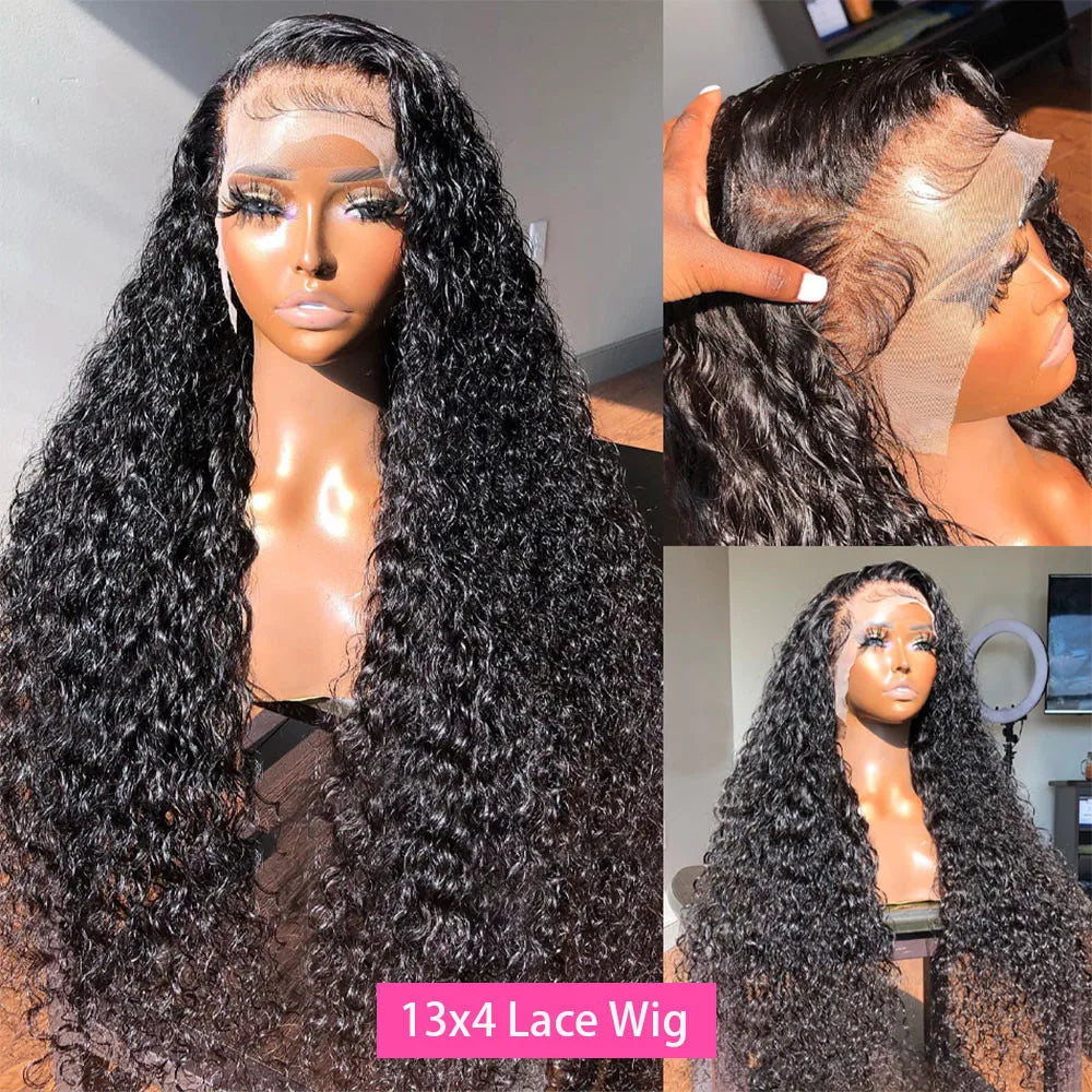 40 Inch Curly human hair lace frontal wig 13x4 13x6 Deep Wave HD Transparent lace front human hair wig For Women