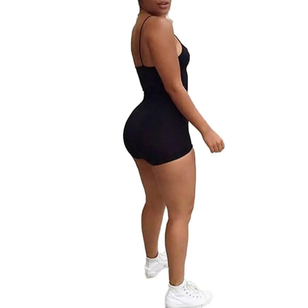 Spaghetti Strap Women Sexy Sleeveless Bodysuit Shorts Jumpsuit Spaghetti Straps Bodycon Sports Jumpsuit