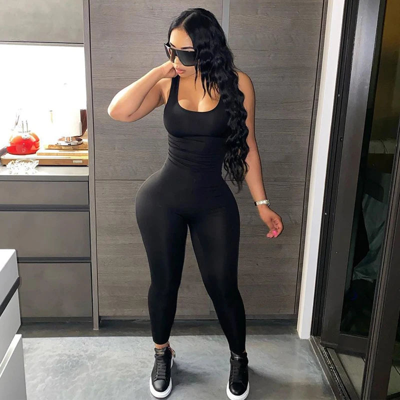 Pencil Jumpsuit Women Full Seasons Casual Fitness Sporty Playsuit Sleeveless Slim Activewear All In One Jumpsuit Clothing