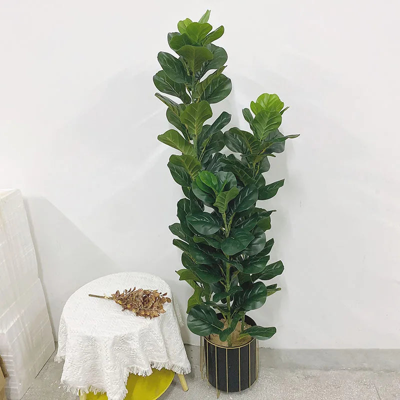 150cm Tropical Tree Large Fake Ficus Lyrata Plant Artificial Ficus Plants Branches Plastic Fake Leafs For Home Office Shop Decor