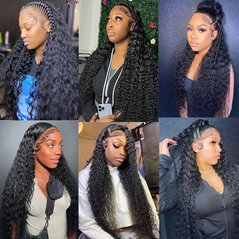 40 Inch Curly human hair lace frontal wig 13x4 13x6 Deep Wave HD Transparent lace front human hair wig For Women