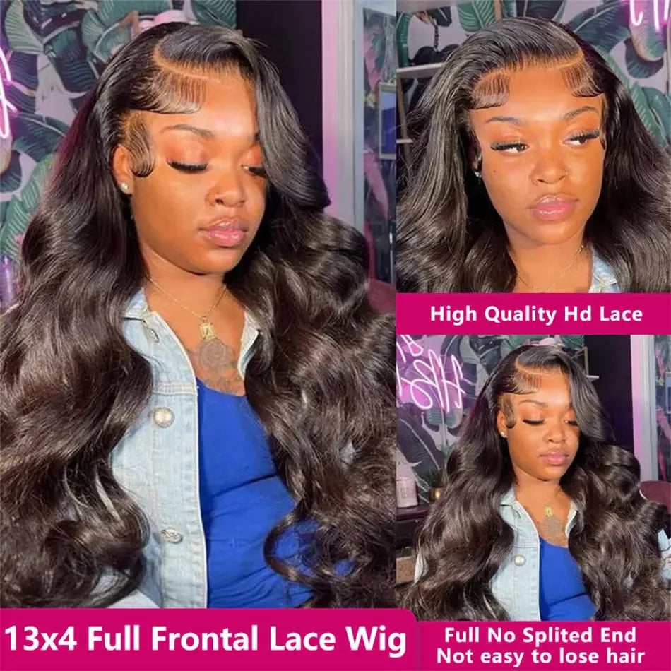 250% Body Wave 13x6 Lace Frontal Human Hair Wig 30Inch Brazilian 4x4 Transparent Closure Glueless Wig Ready To Wear For Women