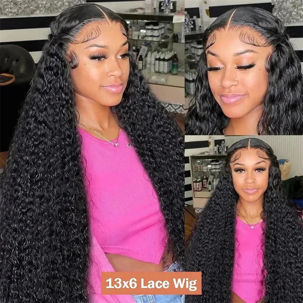 30 40 Inch 13x6 HD Water Curly Glueless Lace Frontal Human Hair Wig Brazilian 13x4 Loose Deep Wave Wig 200 Density