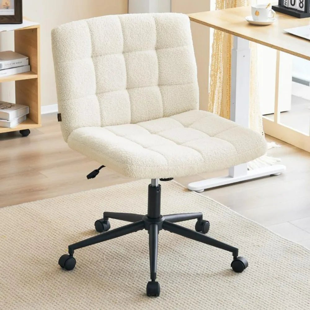 Swivel Criss Cross Chair With Wheels Wide Armless Mid Back Desk Chair for Home Office Armchair Chaise