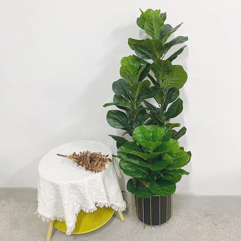 150cm Tropical Tree Large Fake Ficus Lyrata Plant Artificial Ficus Plants Branches Plastic Fake Leafs For Home Office Shop Decor