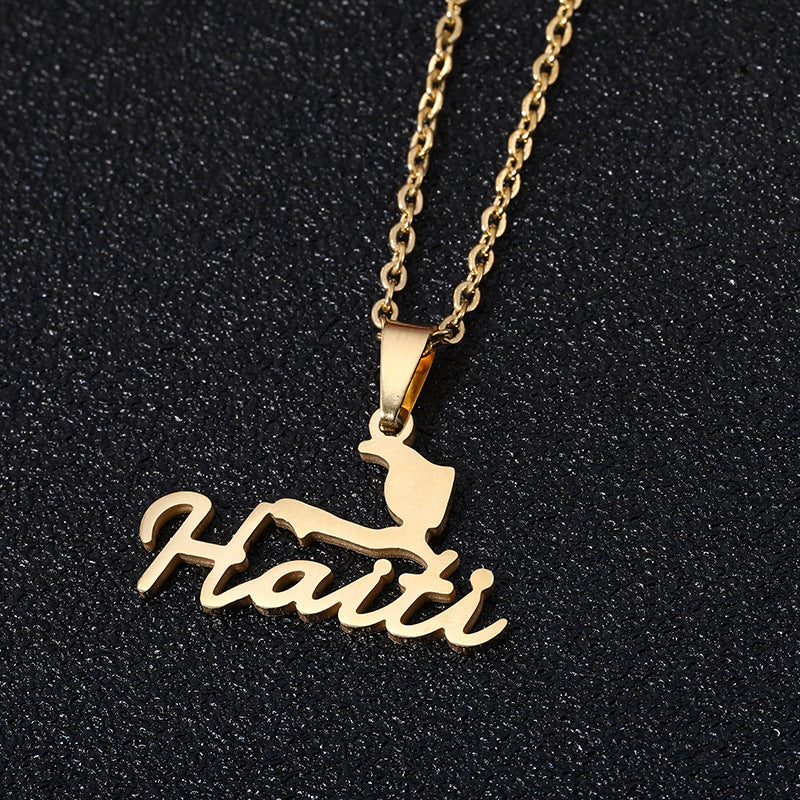 New Haiti Map Pendant Necklace