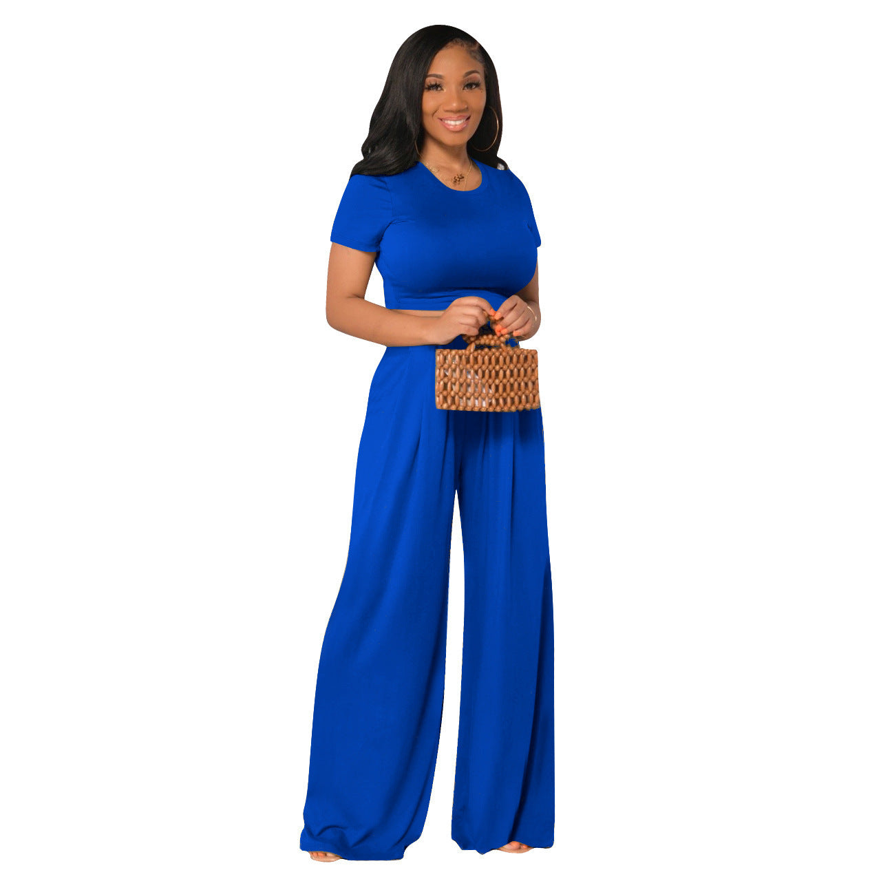 Fashionable Versatile Casual Wide-leg Two-piece Set For Women