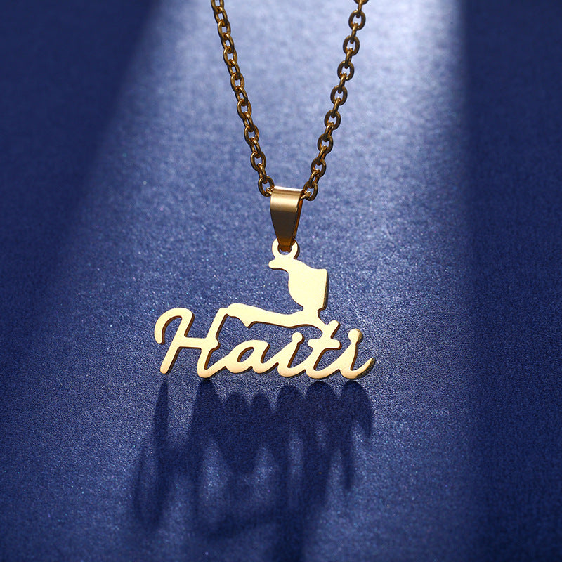 New Haiti Map Pendant Necklace