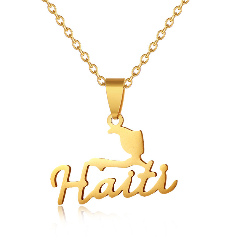 New Haiti Map Pendant Necklace